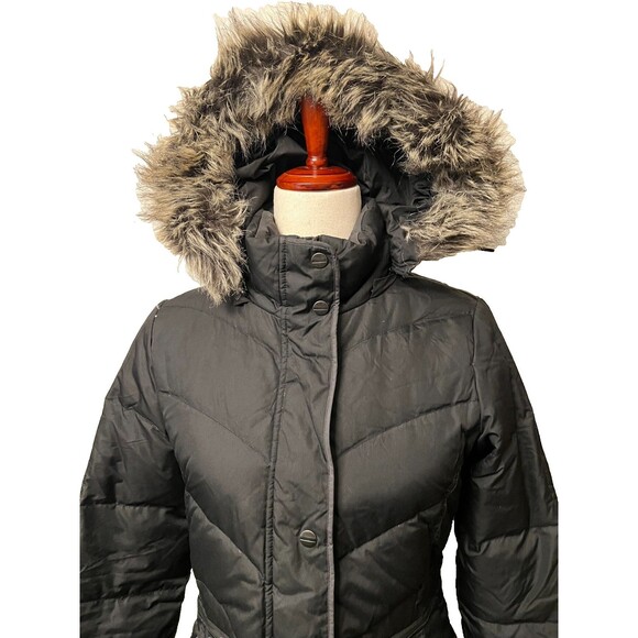 LARRY LEVINE Women's XS Down Puffer Coat Jacket Black Faux Fur Hood Winter Warm - Picture 5 of 12